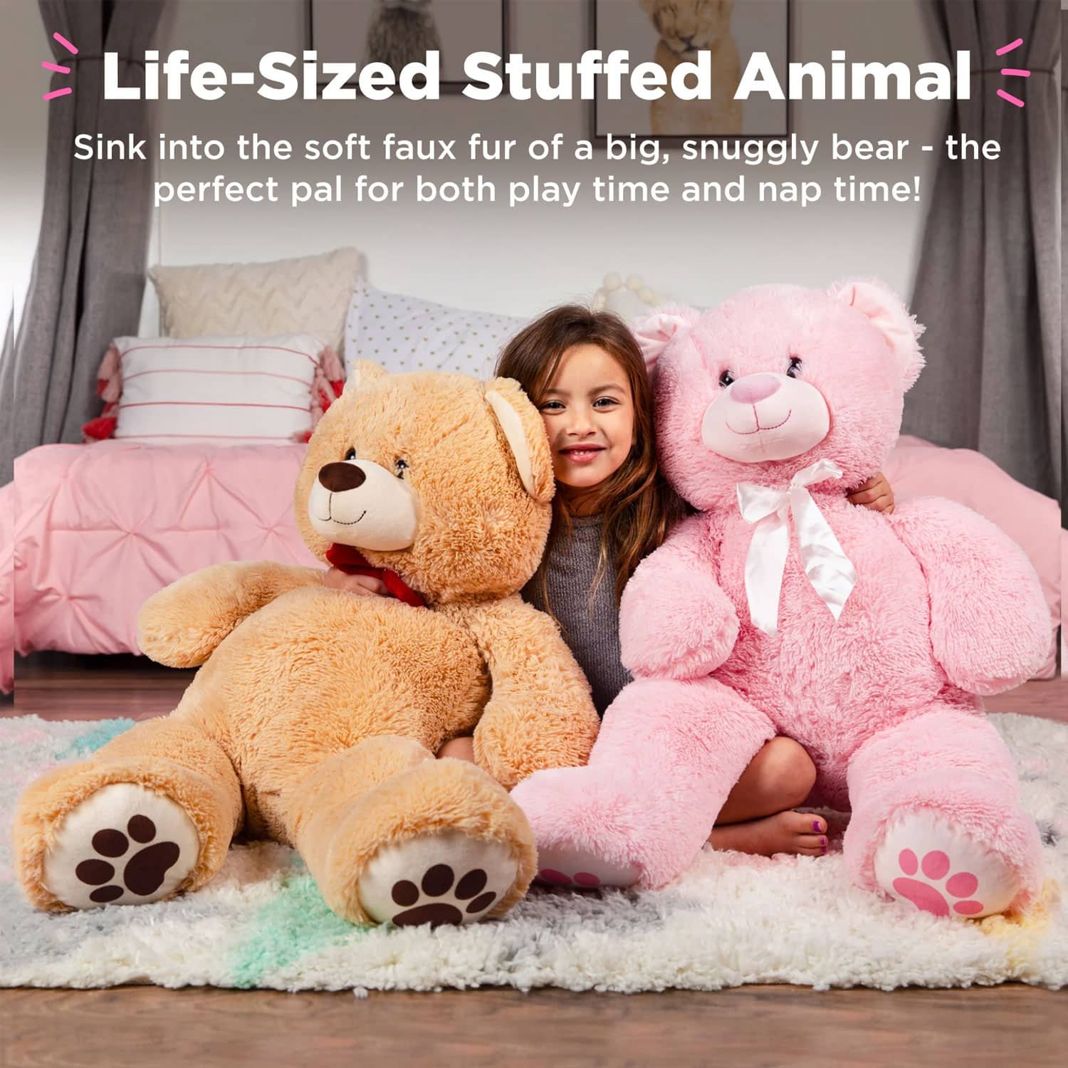Best Choice Products 38in Giant Soft Plush Teddy Bear Stuffed Animal Toy w_ Bow Tie, Footprints - Brown - Image 2